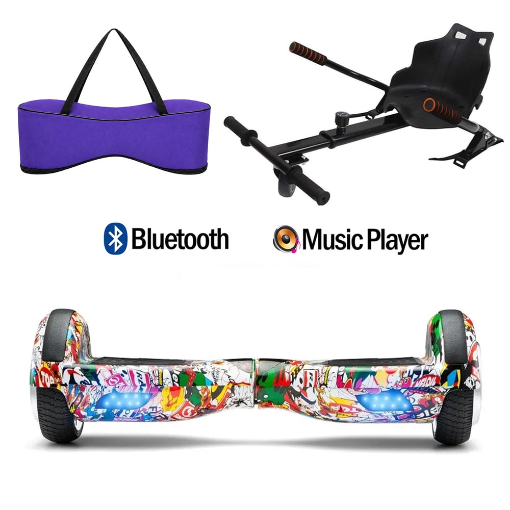 Citymate Elektrikli Kaykay Hoverboard Akıllı Denge 6.5 Inch + HoverKart + Çanta EXTREM PAKET D19 Mor