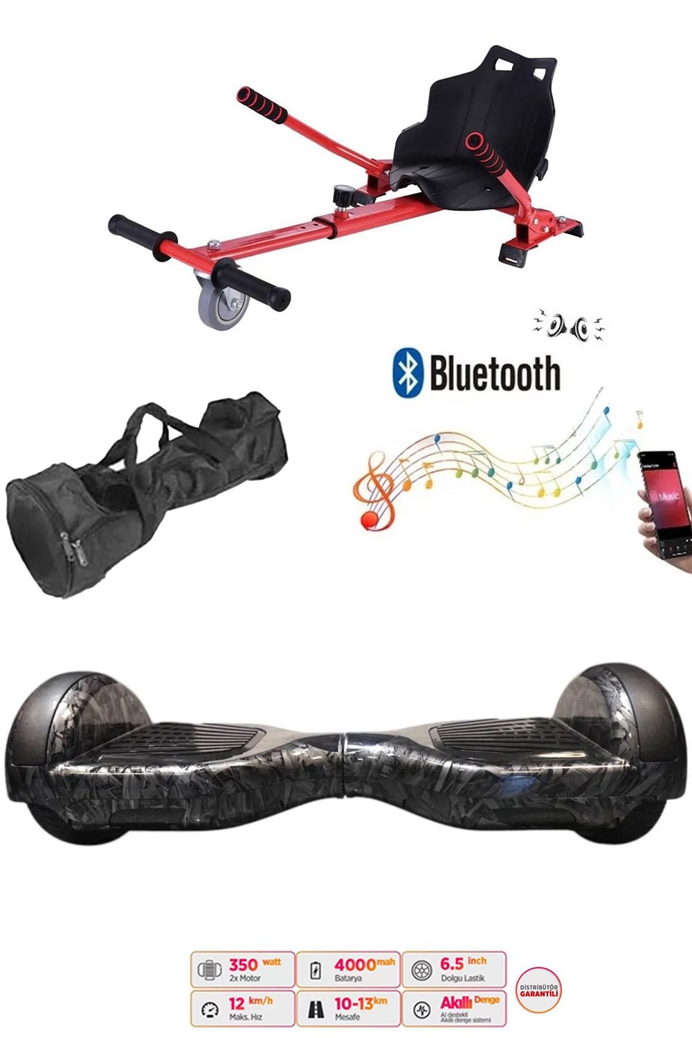 Citymate Elektrikli Kaykay Hoverboard Akıllı Denge 6.5 Inch + HoverKart + Çanta EXTREM PAKET D27