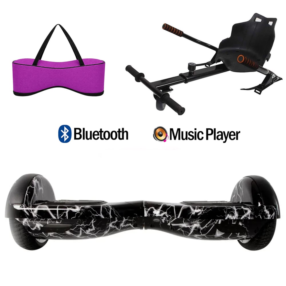 Citymate Elektrikli Kaykay Hoverboard Akıllı Denge 6.5 Inch + HoverKart + Çanta EXTREM PAKET D02 Fuşya