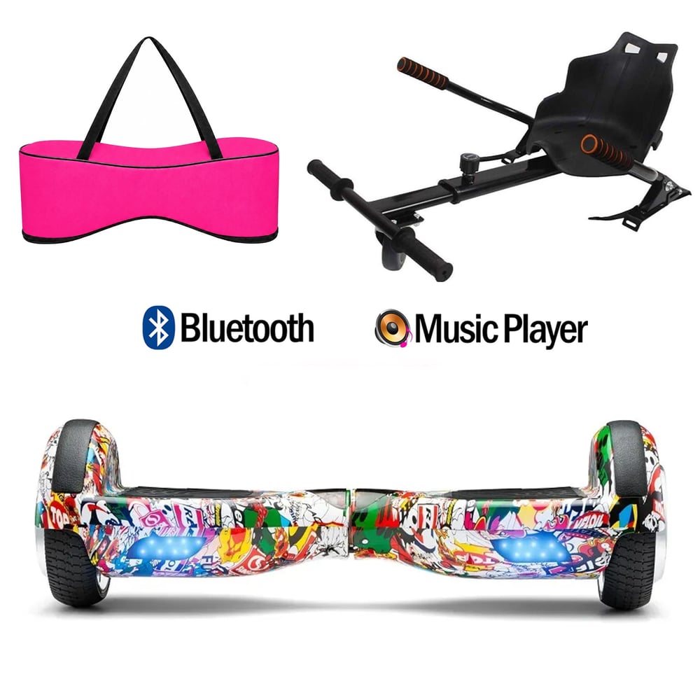 Citymate Elektrikli Kaykay Hoverboard Akıllı Denge 6.5 Inch + HoverKart + Çanta EXTREM PAKET D19 Pembe