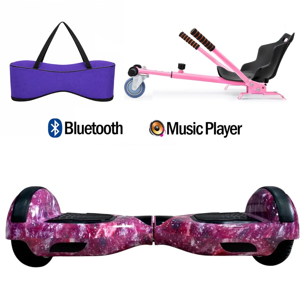 Citymate Elektrikli Kaykay Hoverboard Akıllı Denge 6.5 Inch + HoverKart + Çanta EXTREM PAKET D013 Mor