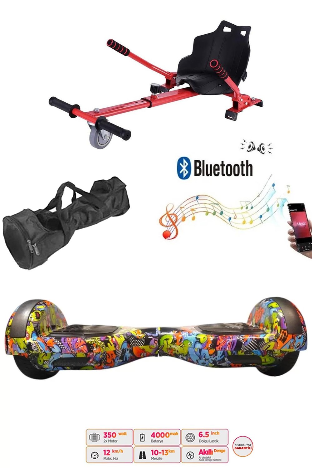 Citymate Elektrikli Kaykay Hoverboard Akıllı Denge 6.5 Inch + HoverKart + Çanta EXTREM PAKET D22