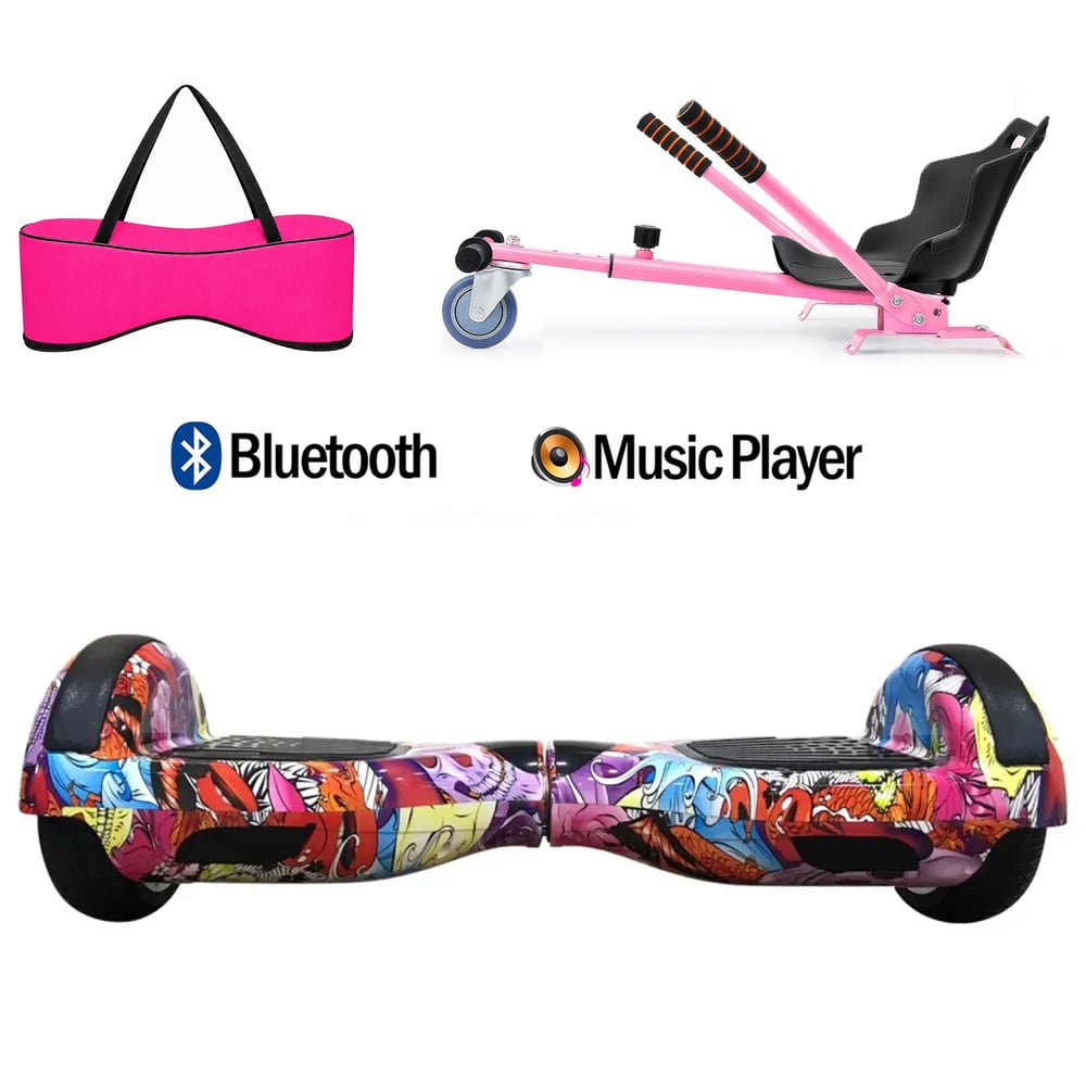 Citymate Elektrikli Kaykay Hoverboard Akıllı Denge 6.5 Inch + HoverKart + Çanta EXTREM PAKET D16 Pembe