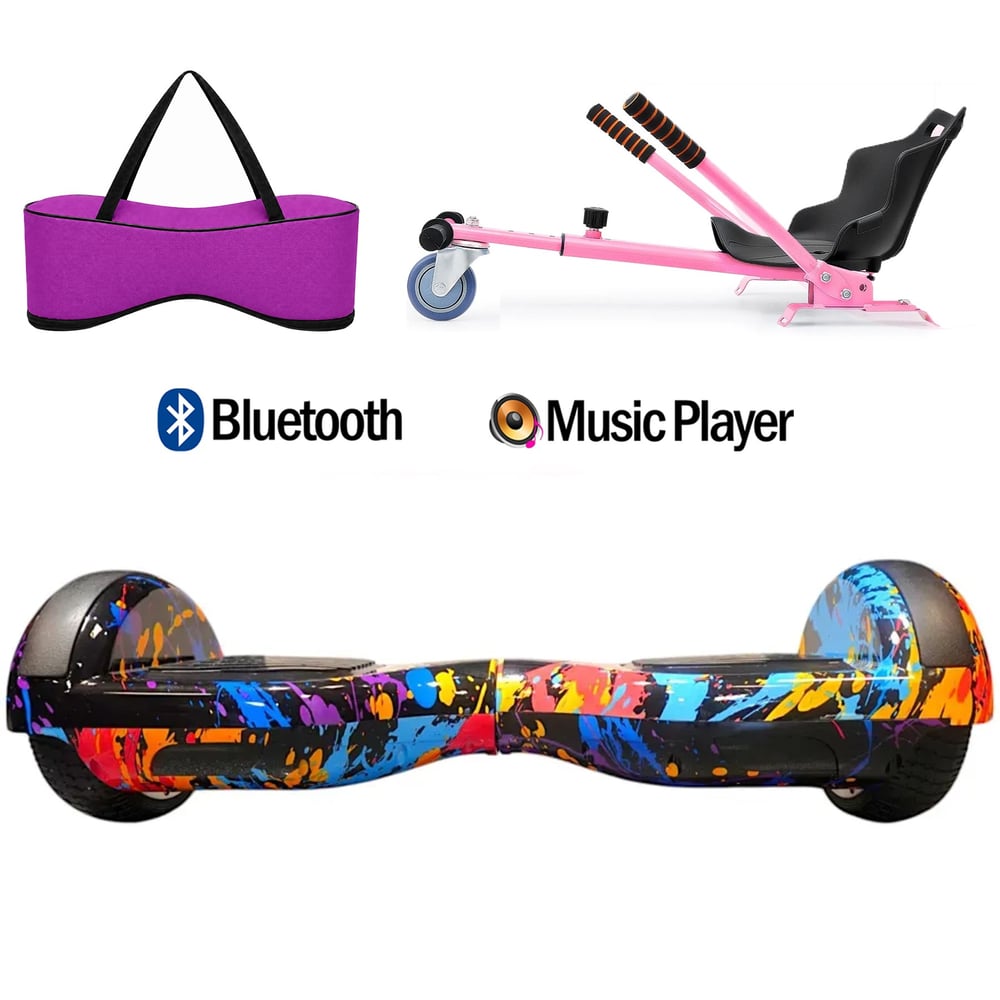 Citymate Elektrikli Kaykay Hoverboard Akıllı Denge 6.5 Inch + HoverKart + Çanta EXTREM PAKET D026 Fuşya