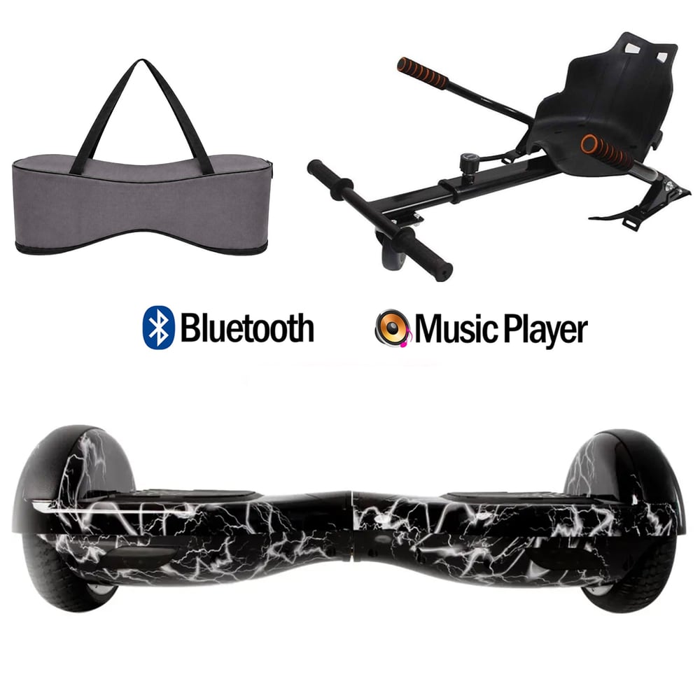 Citymate Elektrikli Kaykay Hoverboard Akıllı Denge 6.5 Inch + HoverKart + Çanta EXTREM PAKET D02 Gri