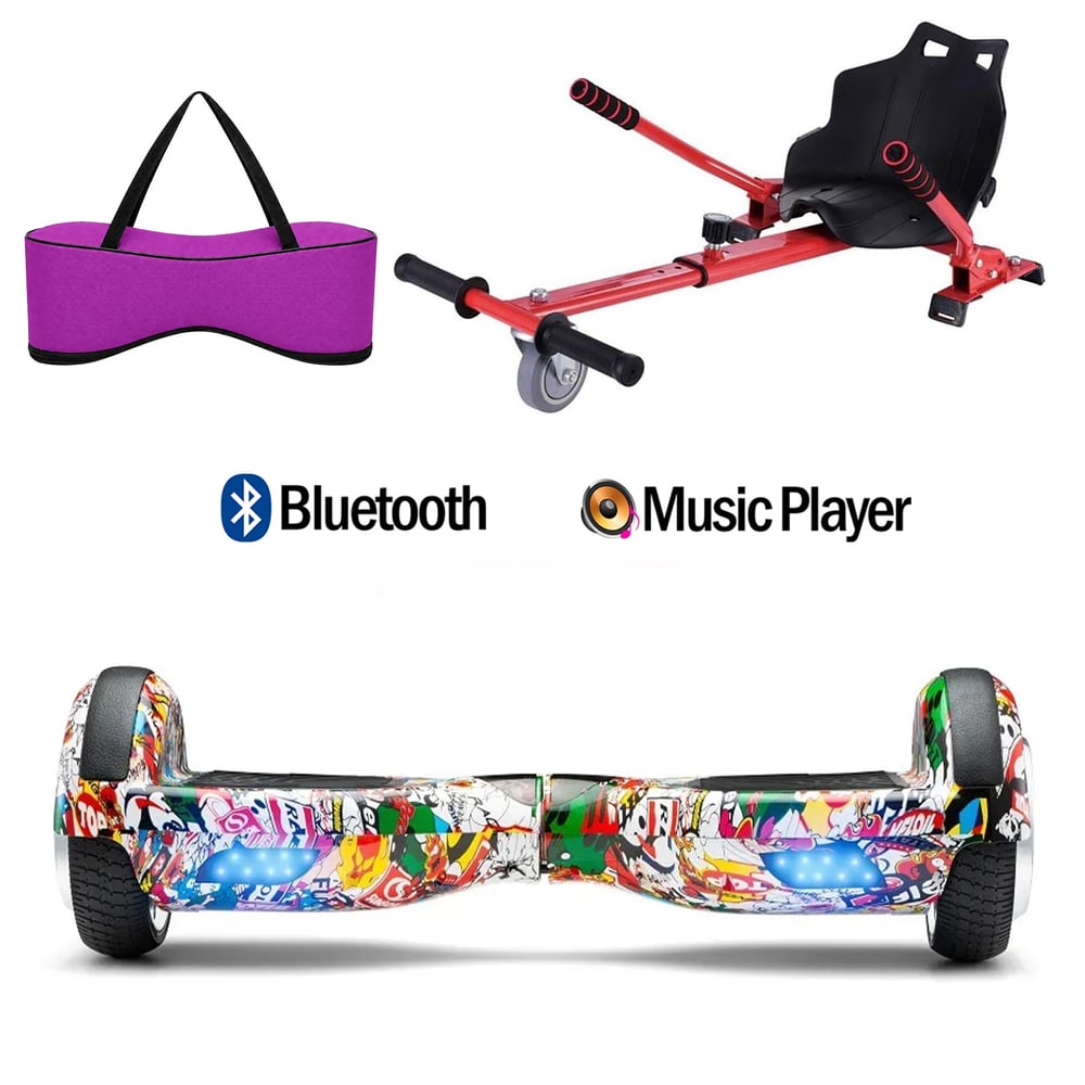 Citymate Elektrikli Kaykay Hoverboard Akıllı Denge 6.5 Inch + HoverKart + Çanta EXTREM PAKET D19 Fuşya