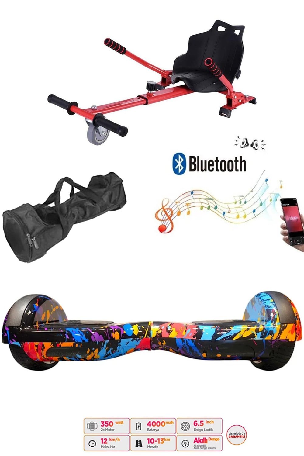 Citymate Elektrikli Kaykay Hoverboard Akıllı Denge 6.5 Inch + HoverKart + Çanta EXTREM PAKET D26