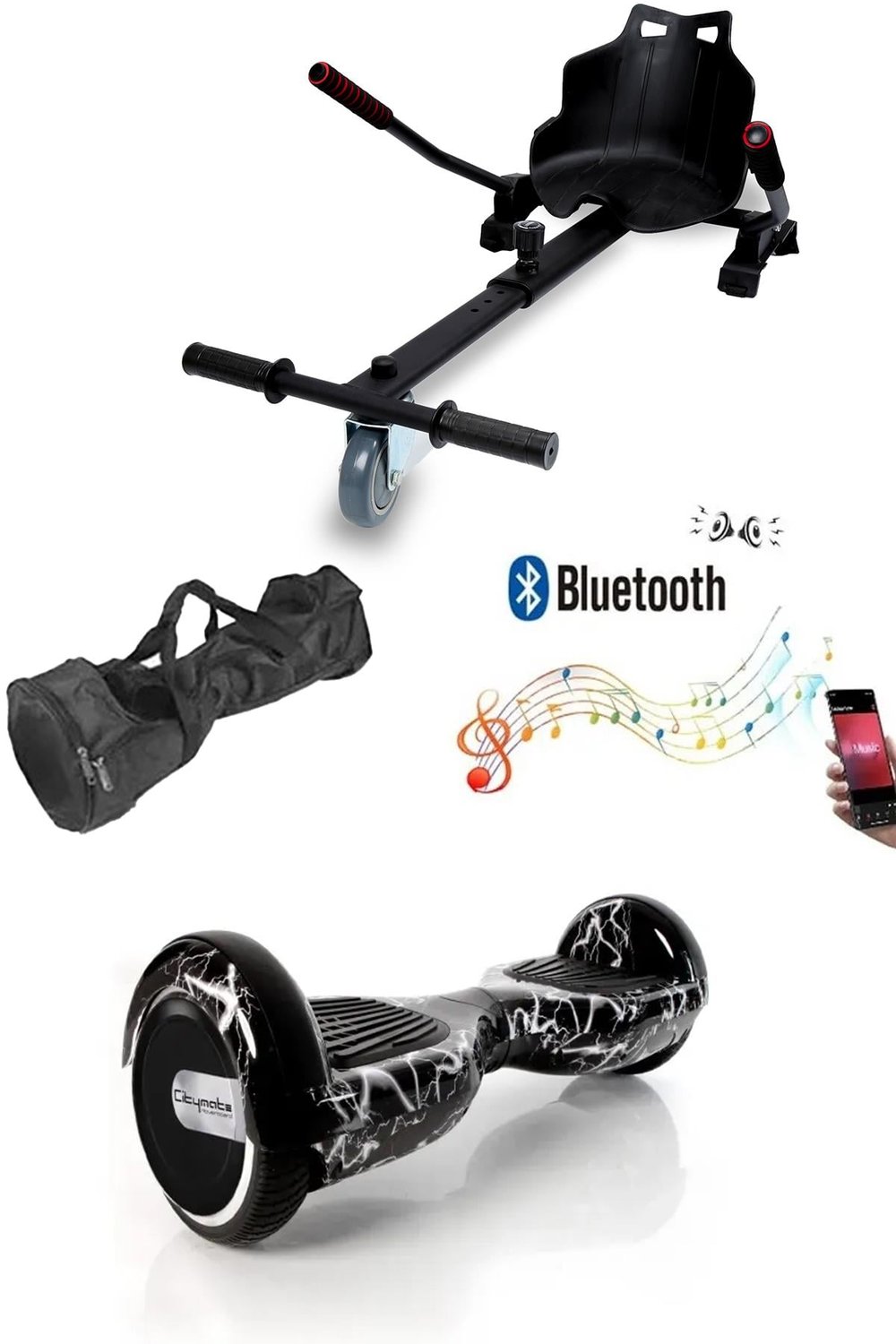 Elektrikli Kaykay Scooter Hoverboard Akıllı Denge 6.5 Inch + Hover Kart + Çanta EXTREM PAKET D02