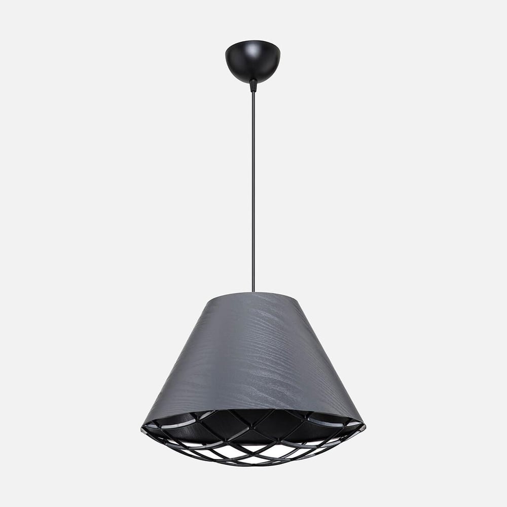 Asz Ayda PVC - Kumaş Kaplama E27 Duy Yuvarlak Tekli Modern Sarkıt Gri