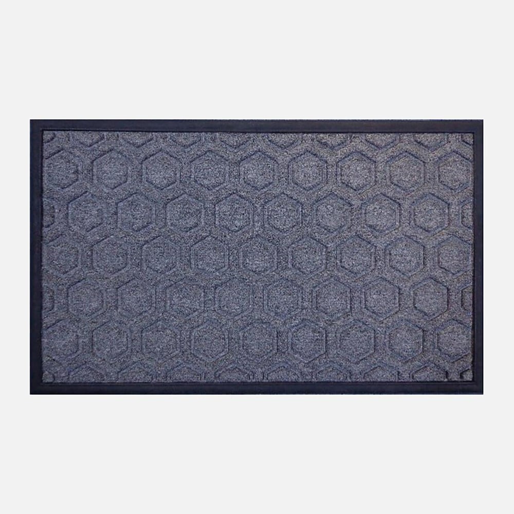 Ekol Moroccon Texture Dikdörtgen 45x75 cm Kauçuk-Tekstil Paspas Mavi-Siyah