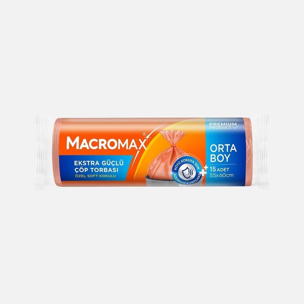 Macromax Extra Güçlü Çöp Torbası Orta Boy 15 Adet
