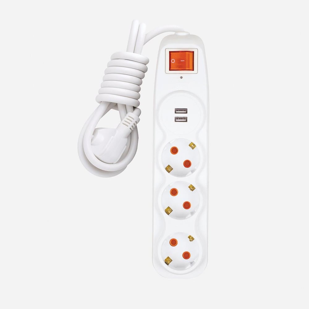 Nilson 2'li Usb Çocuk Korumalı 3'lü Anahtarlı Akım Korumalı Topraklı Grup Priz