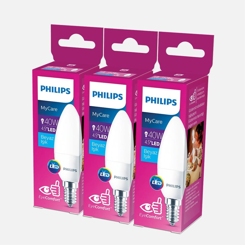 Philips My Care B35 40 W Beyaz Mum E14 Duy 3'lü Led Ampul