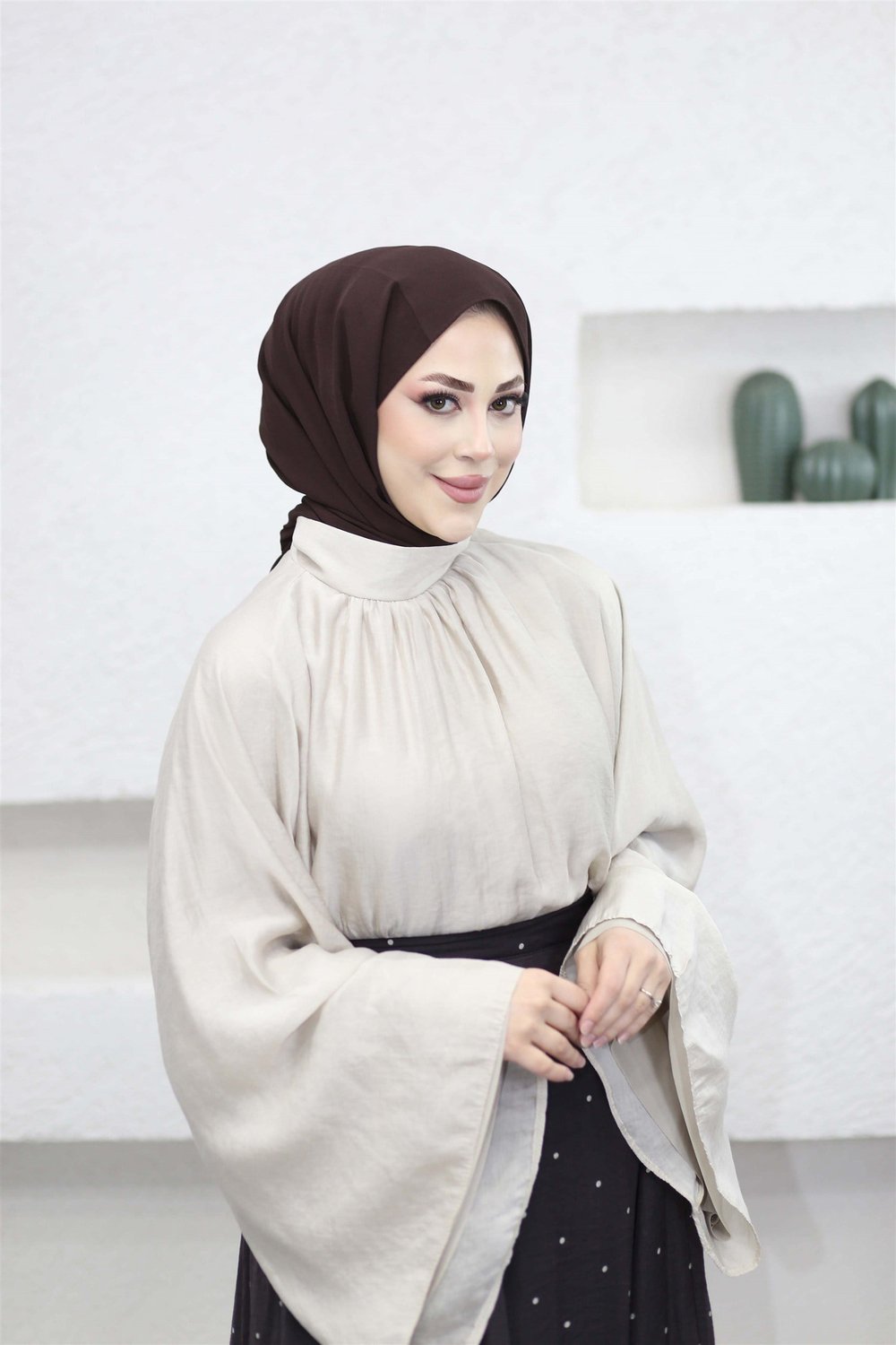 5272 Yarasa Kol Dik Yaka Ten Sel Bluz