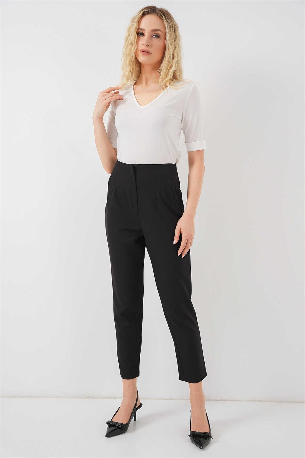 6650 Zara Model Kemersiz Poliviscon Pantolon