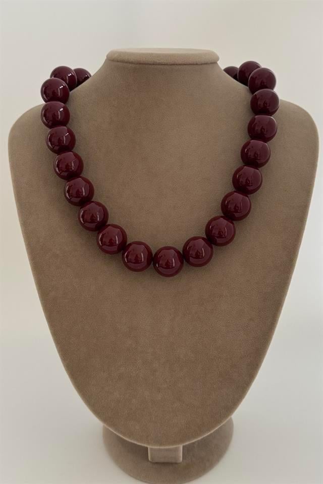 Bordo Top Detaylı Kolye