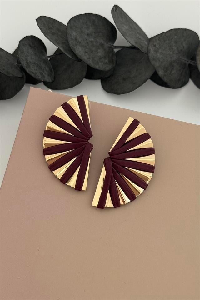 Bordo Yelpaze Küpe
