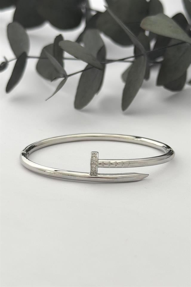 Çivi Silver Kelepçe Bileklik