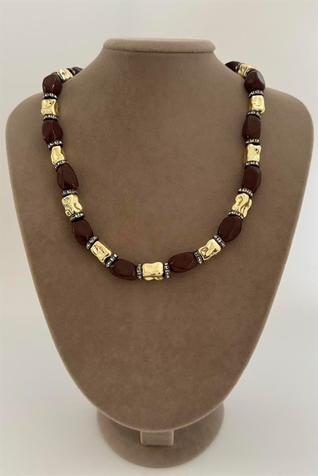 Earth Gold Kahverengi Kolye