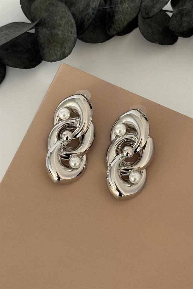 Silver Pearl Loop Küpe
