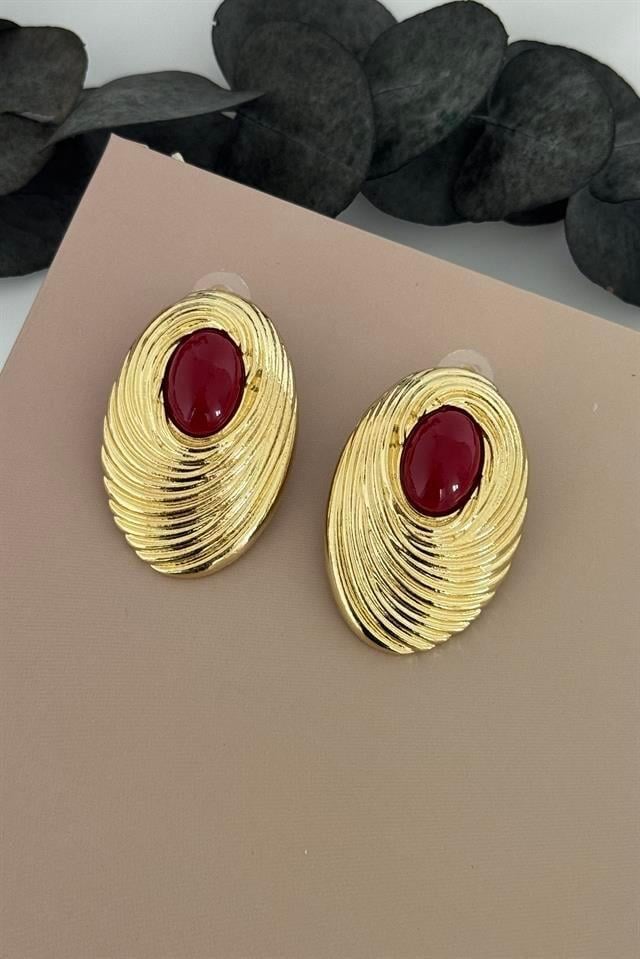 Strata Gold Bordo Küpe
