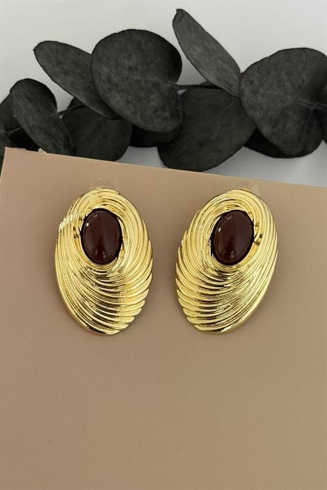 Strata Gold Kahverengi Küpe