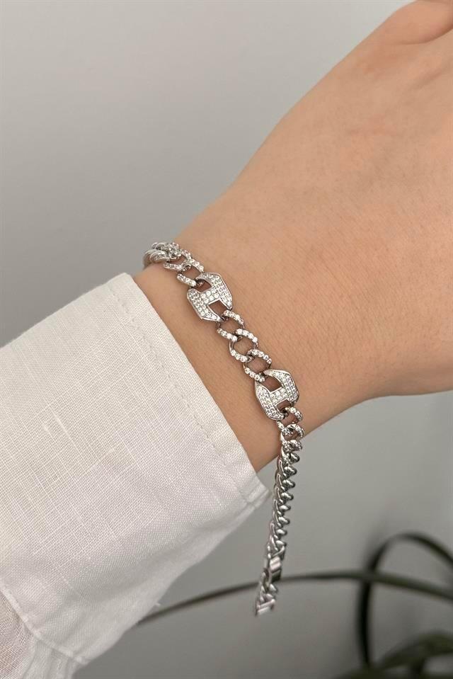 Taşlı Silver Vip Seri Bileklik