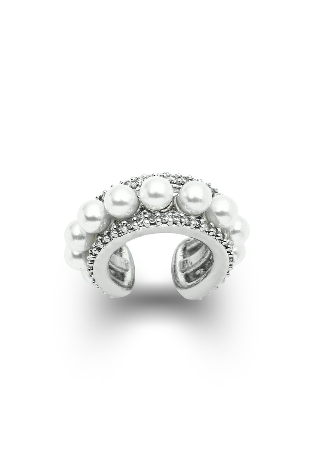 İncili Kıkırdak Küpe Silver