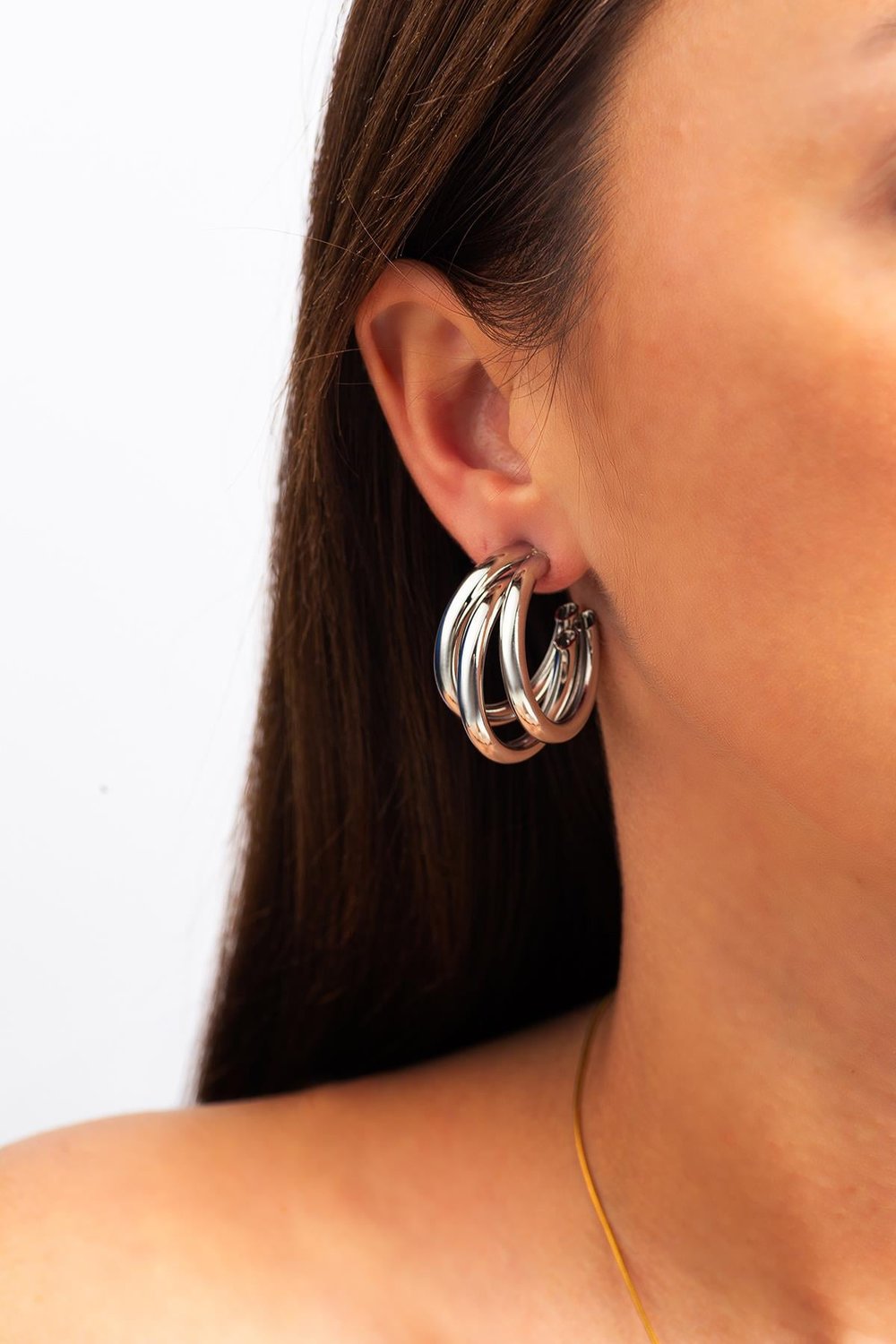 Three Hoop Silver Küpe
