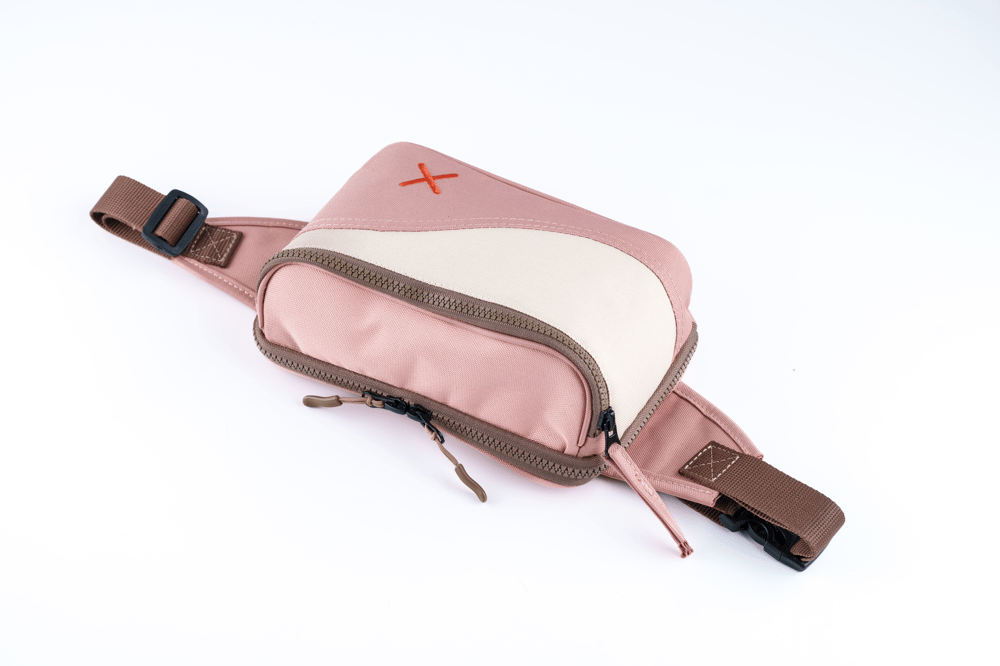 🧡 Pembe & Gri Kanvas Unisex Çok Bölmeli Bel ve Göğüs Çantası: Cüzdana Veda Edin! 