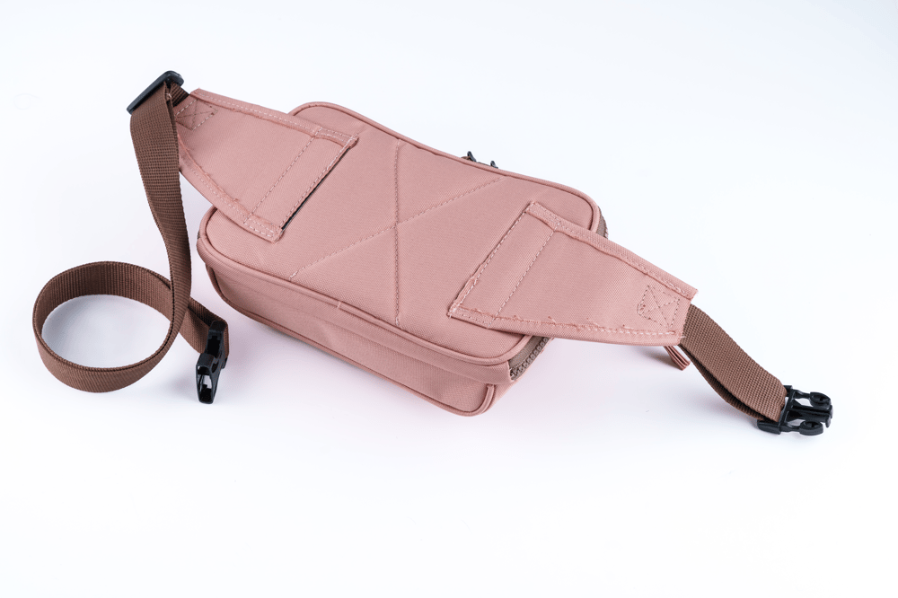 🧡 Pembe & Gri Kanvas Unisex Çok Bölmeli Bel ve Göğüs Çantası: Cüzdana Veda Edin! 