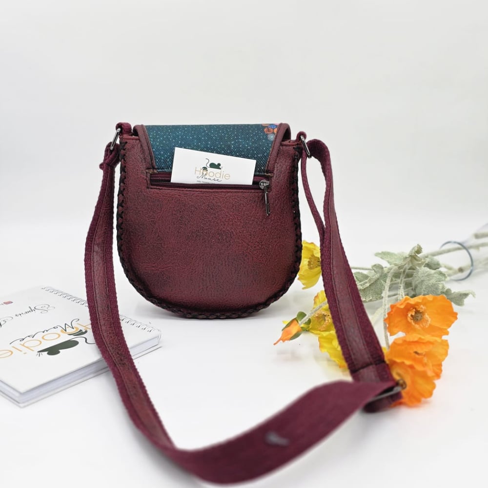Baykuş Figürlü Çapraz Örgülü Kol Çantası Etnik Bohem Style - Bordo