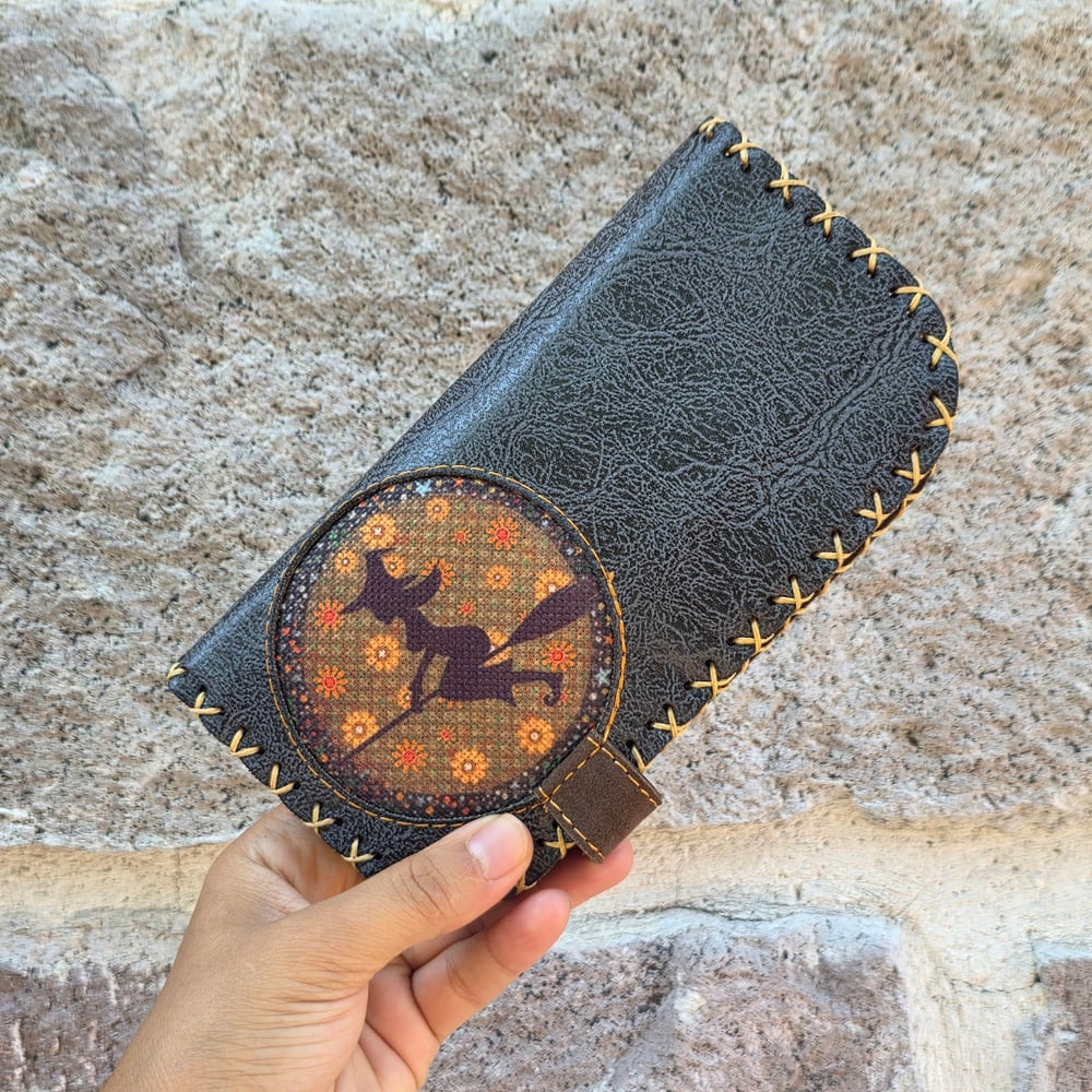 Cadı Figürlü Büyük Cüzdan Etnik Bohem Retro Vintage Style - ANTRASIT