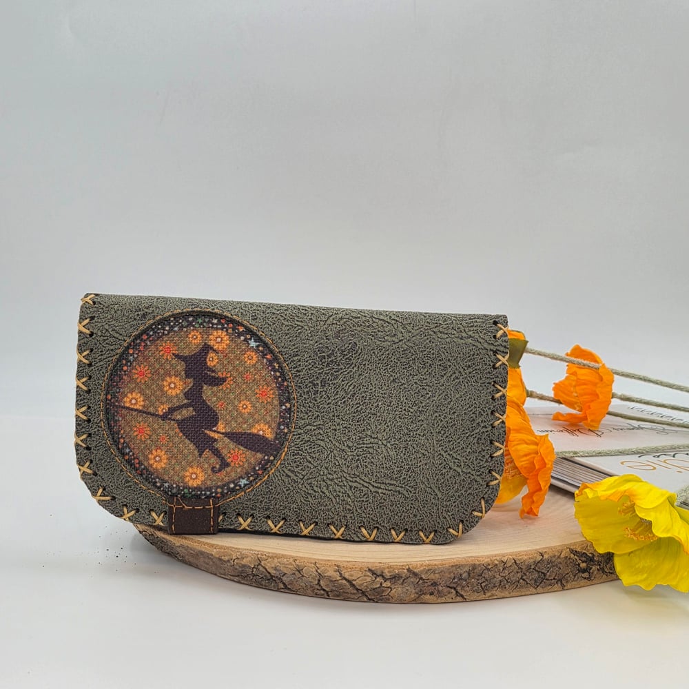 Cadı Figürlü Büyük Cüzdan Etnik Bohem Retro Vintage Style - YESİL