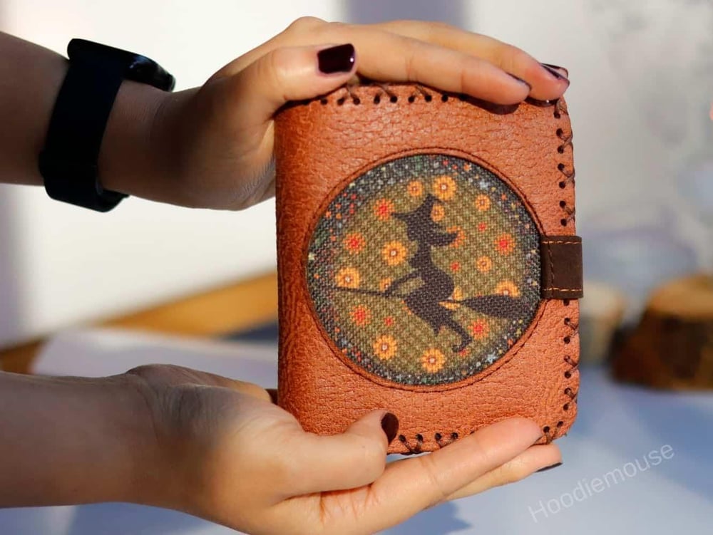 Cadı Figürlü Küçük Cüzdan Etnik Bohem Retro Style - Taba