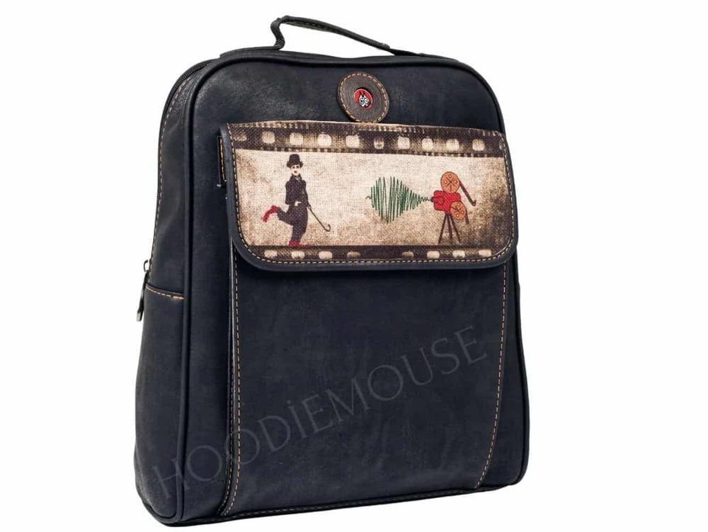 Charlie Chaplin  Figürlü Unisex Canta Hem Sırt Hem Capraz Hem Elde Etnik Bohem Style - SİYAH