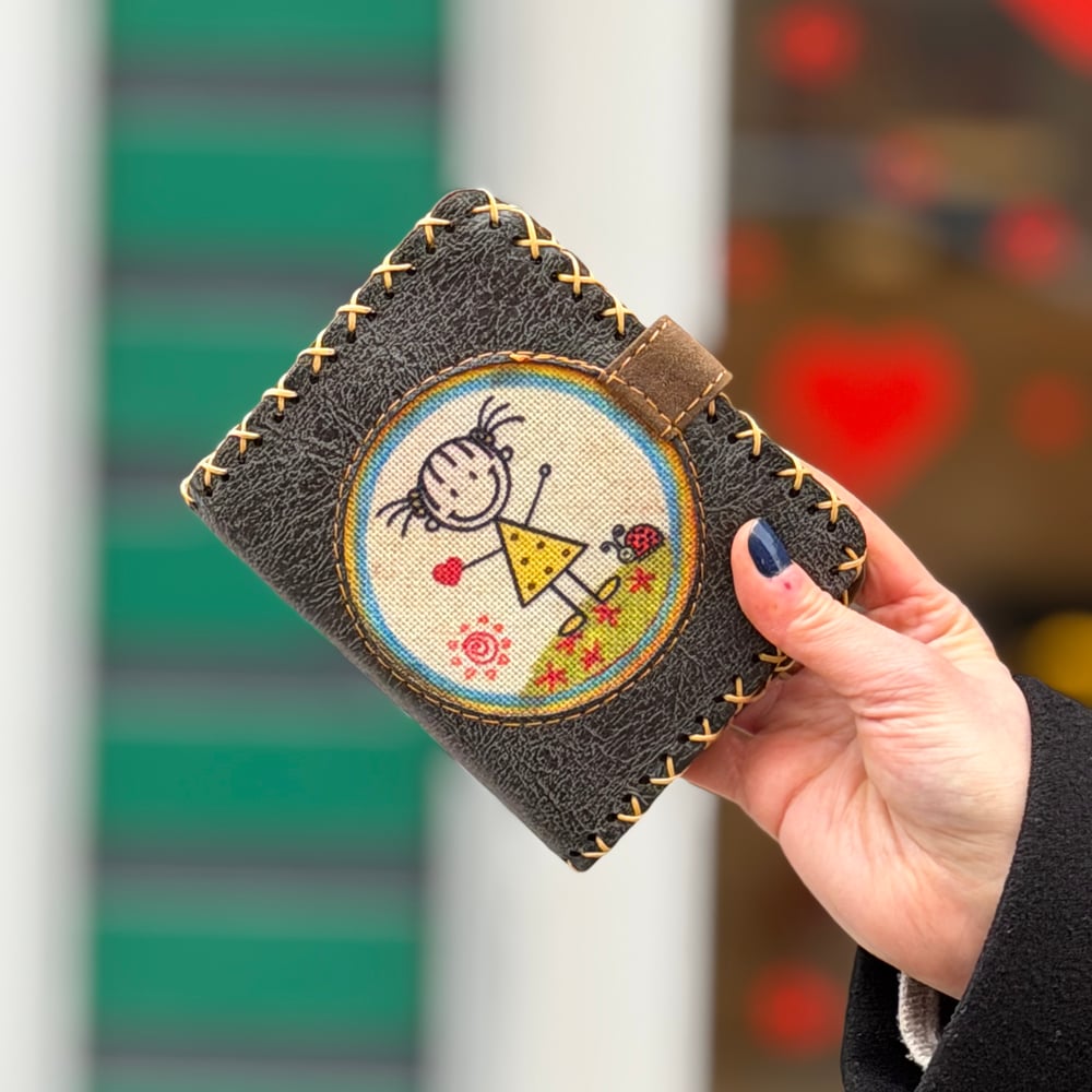 Cın Ayse Figürlü Küçük Cüzdan Etnik Bohem Retro Style - ANTRASİT