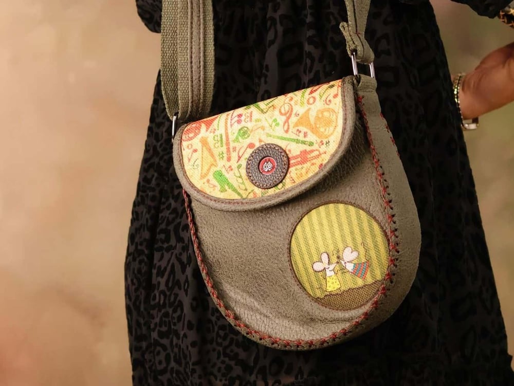 Dans Eden Fare Figürlü Çapraz Örgülü Kol Çantası Etnik Bohem Style - Yesil