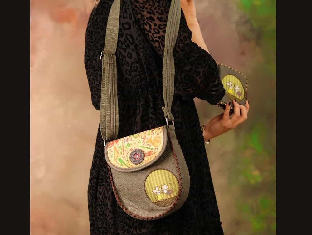 Dans Eden Fare Figürlü Çapraz Örgülü Kol Çantası Etnik Bohem Style - Yesil