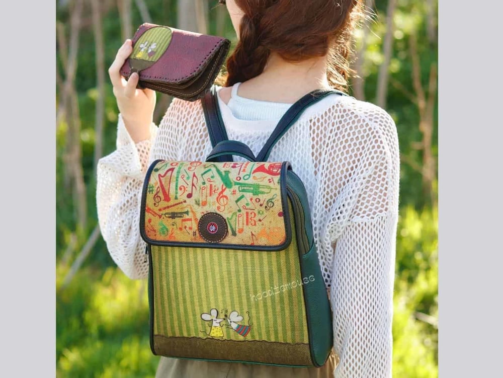 Dans Eden Fare Figürlü Kapaklı Sırt Çantası Yesil, Cüzdan Bordo Etnik Bohem Style Cüzdan Kombin
