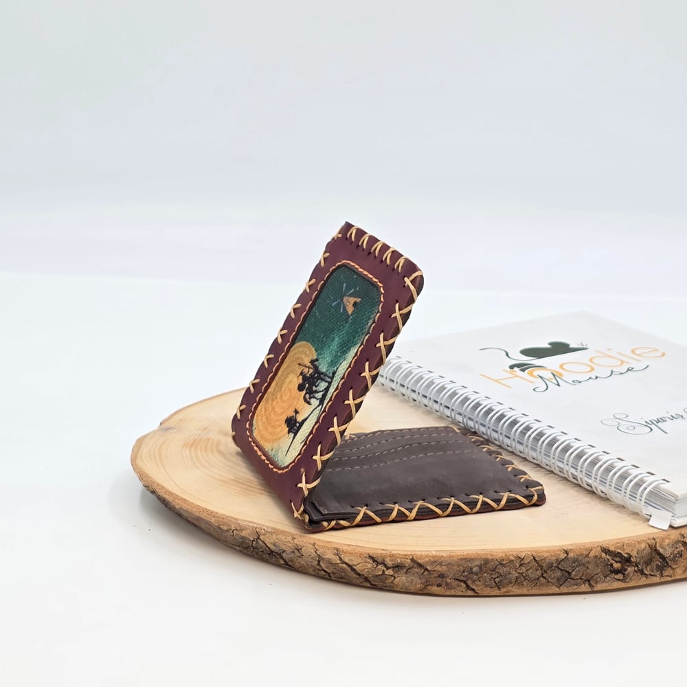 Don Kişot Figürlü Küçük Cüzdan Etnik Bohem Retro Style -Bordo