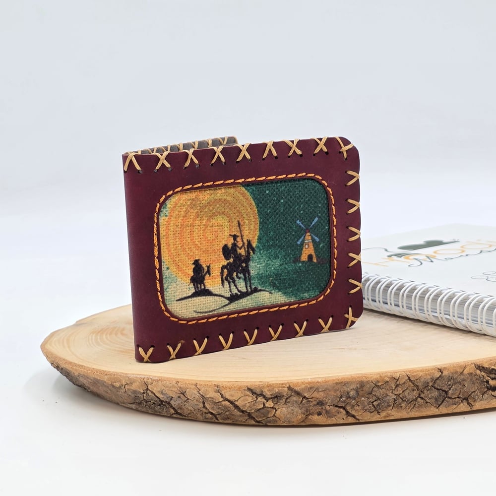 Don Kişot Figürlü Küçük Cüzdan Etnik Bohem Retro Style -Bordo