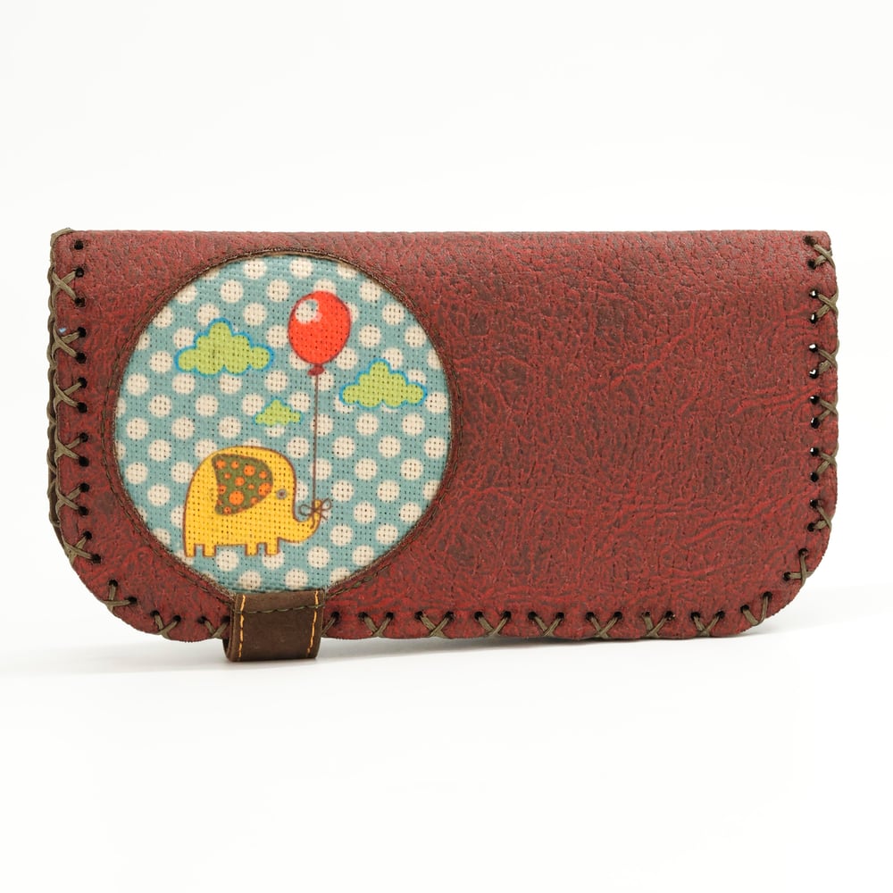 Fil Figürlü Büyük Cüzdan Etnik Bohem Retro Vintage Style  - BORDO
