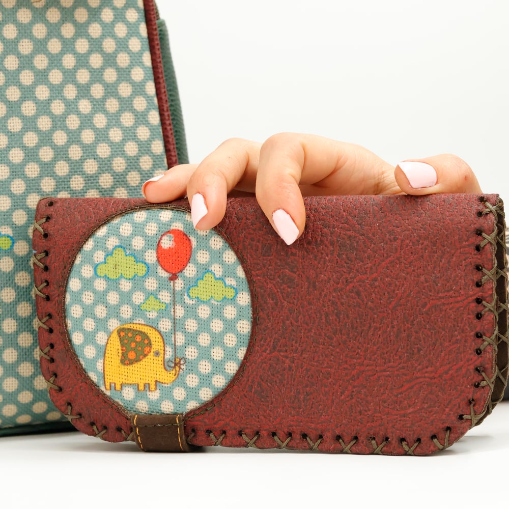 Fil Figürlü Büyük Cüzdan Etnik Bohem Retro Vintage Style  - BORDO