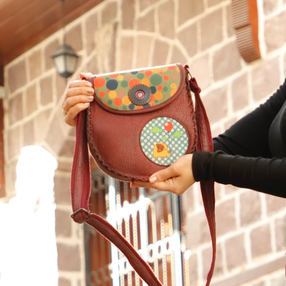 Fil Figürlü Çapraz Örgülü Kol Çantası Etnik Bohem Style - Bordo