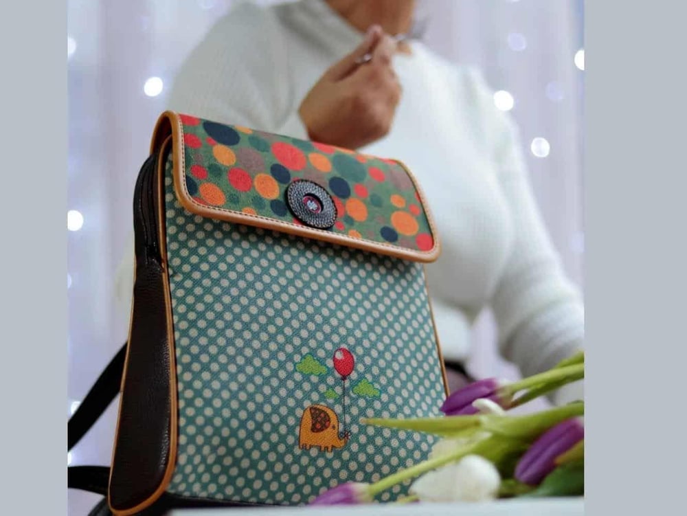 Fil Figürlü Kapaklı Sırt Çantası Etnik Bohem Style - KAHVERENGİ