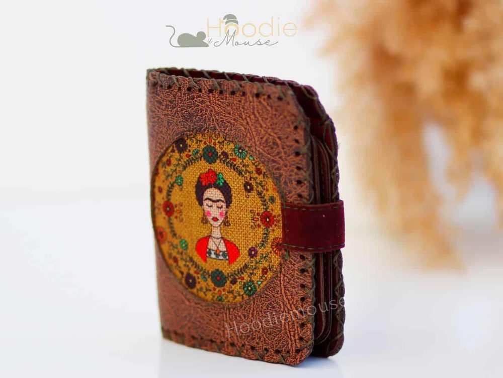 Frida Figürlü Küçük Cüzdan Etnik Bohem Retro Style - Kahverengi
