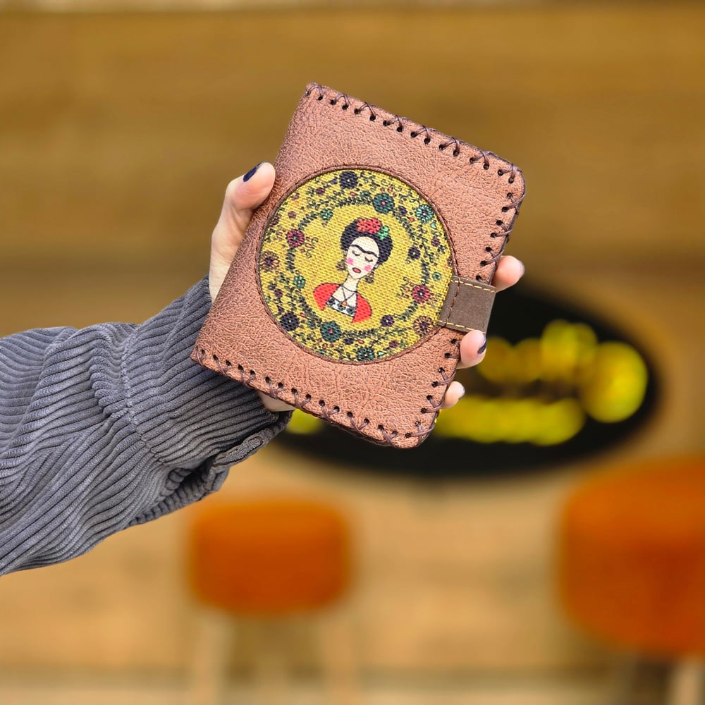 Frida Figürlü Küçük Cüzdan Etnik Bohem Retro Style - Taba
