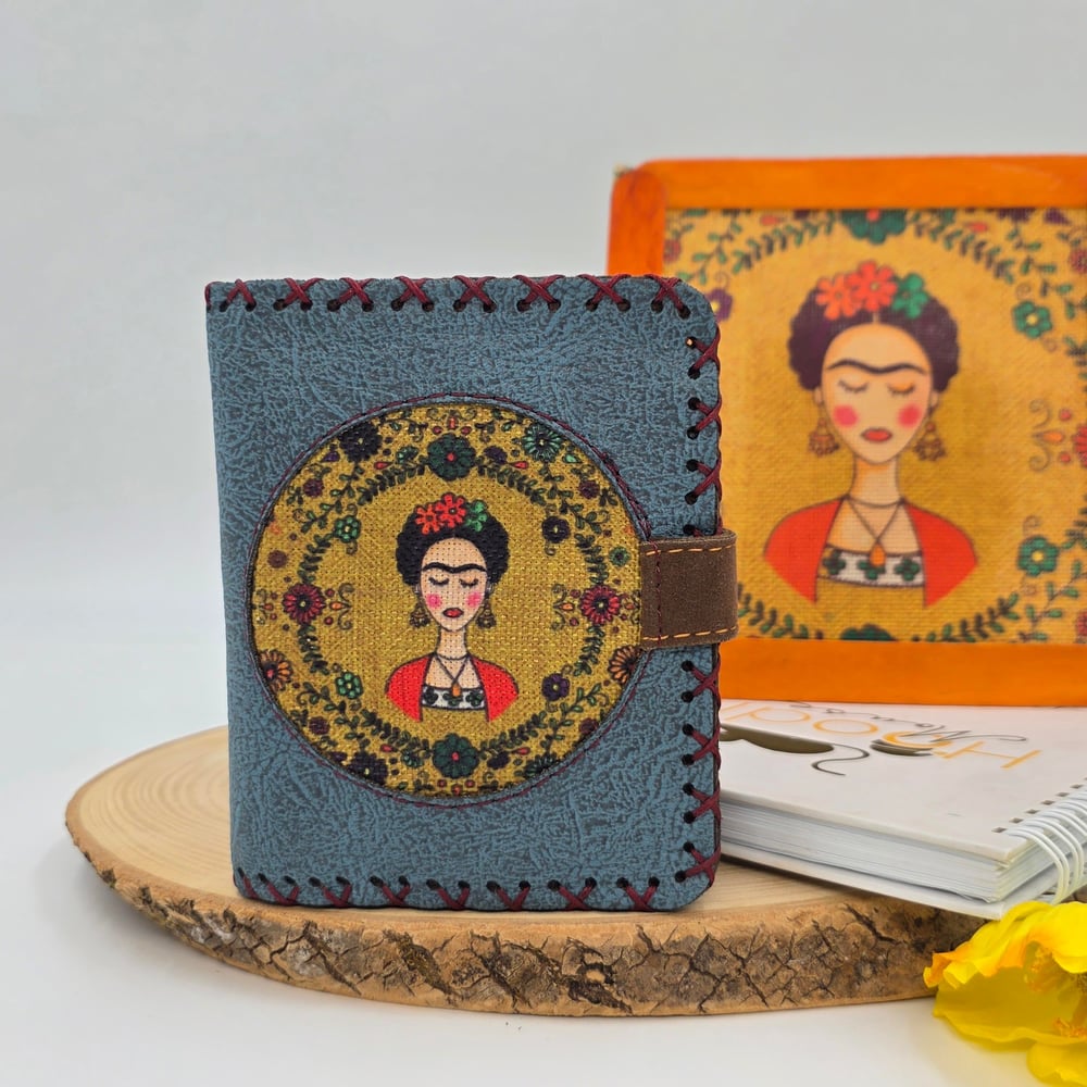 Frida Figürlü Küçük Cüzdan Etnik Bohem Retro Style - Petrol