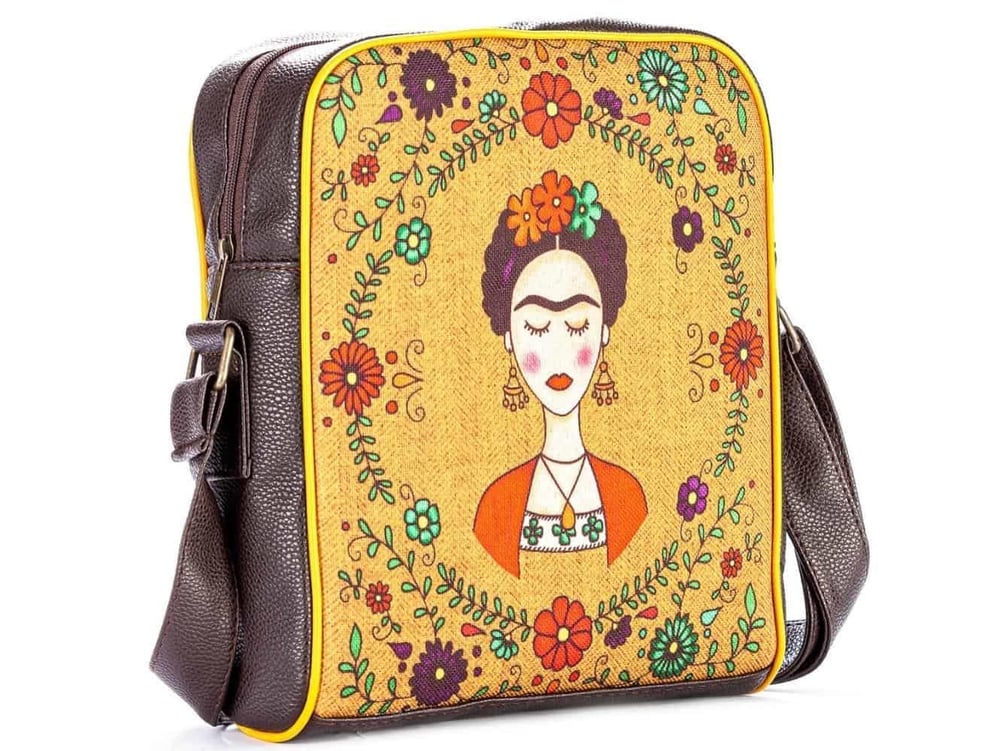 Frida Kahlo Figürlü Büyük Postacı Kol Çantası Etnik Bohem Style - Kahverengi